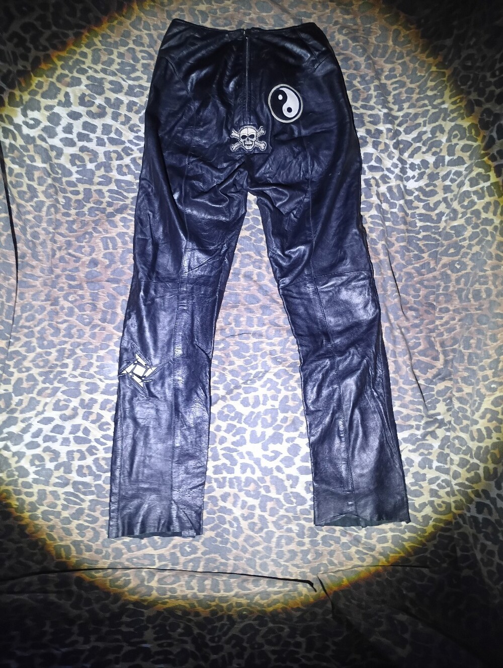 VTG Expressions Leather V Waist Pants Custom Punk Patches